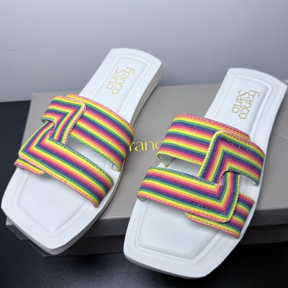 Franco Sarto NIB Rainbow Capri Slide Sandals